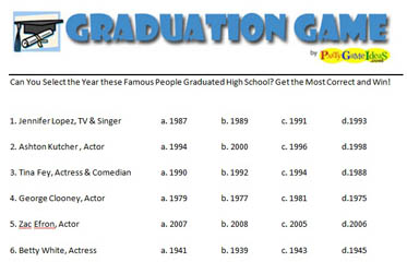 The Graduation Trivia Game takes less than 5 minutes to play and we ...