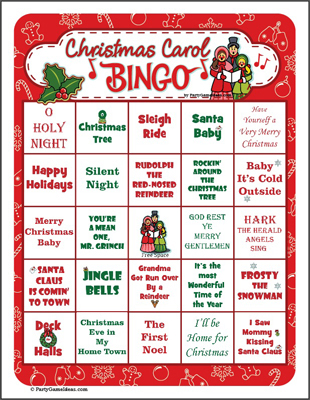 Christmas Carol Bingo - Printable Bingo Games