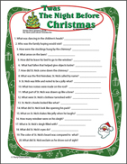 Twas the Night Before Christmas Trivia Printable Game 