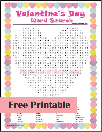 Free Valentines Day Word Search - Printable Game