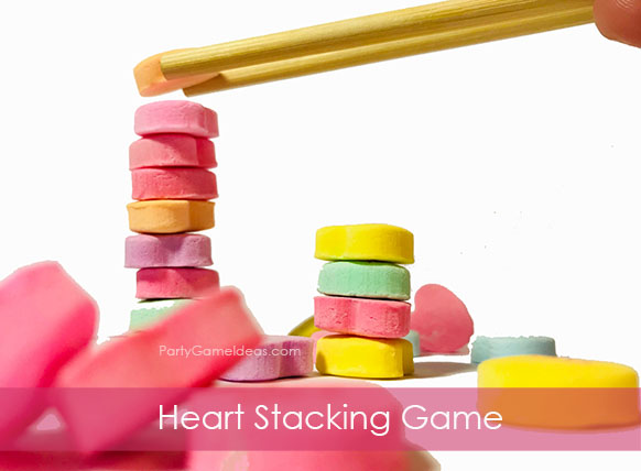 Conversation Hearts Stacking Game - Kids Valentines Day Party Game
