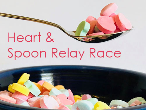 Candy Hearts Spoon Relay Race - Valentines Day Kids Party Game