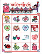 Kid's Valentines Image Bingo Game for Preschool, Young Children