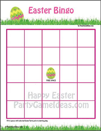 Blank Easter Bingo Card - DIY Bingo