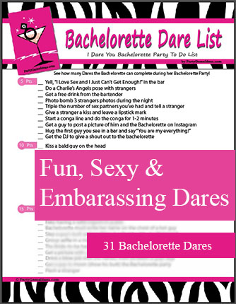 Bachelorette Dares - Dare Checklist for Bachelorette Parties, Bar Games