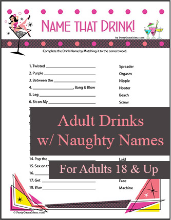 Printable Name that Drink - Girls Night, Bachelorette Party, Bridal Shower Game