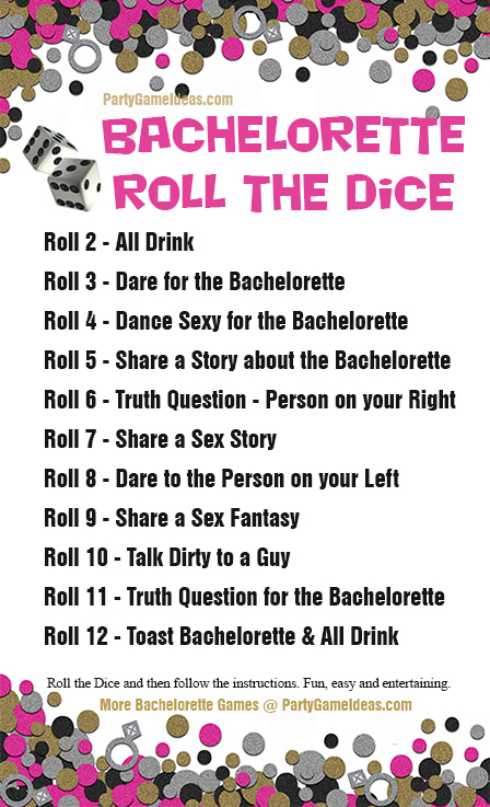 Bachelorette Roll the Dice Party Game