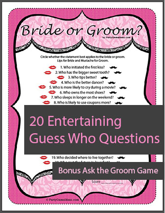 Guess Who, Bride or Groom Game