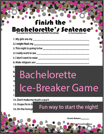 Printable Finish the Bachelorettes Sentence Game