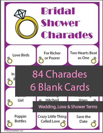 Printable Bridal Shower Charades Game