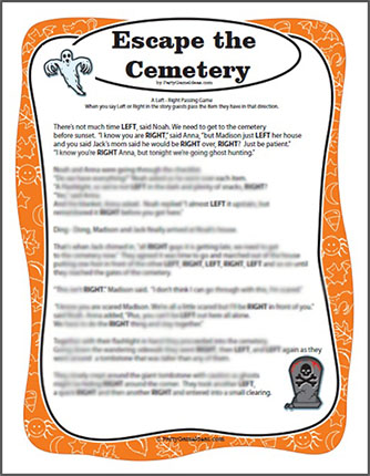 Printable Halloween Left Right Game - Escape the Cemetery
