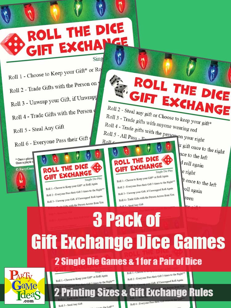 Christmas Gift Exchange Dice Game Printable Games Roll the Dice