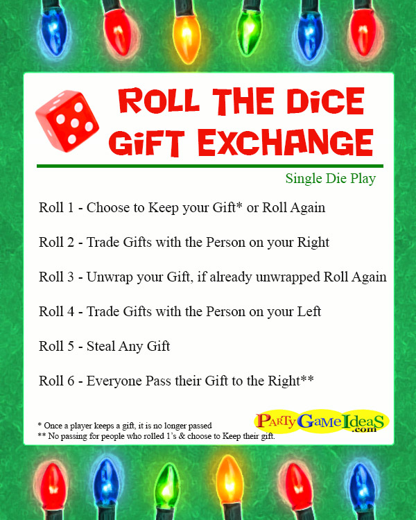 Roll The Dice Gift Exchange Games Christmas Party