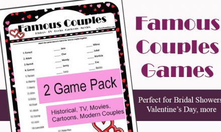 Printable Famous Couples Game