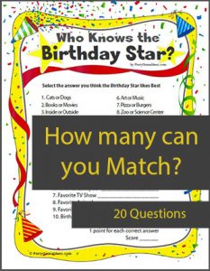 Who Knows the Birthday Star - Printable Birthday Game