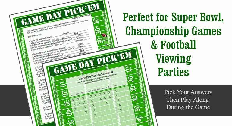 Football Party Game Day Pick Em