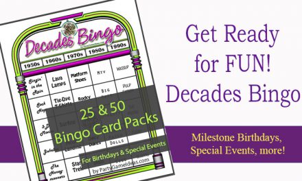 Decades Bingo Cards 1950s to 1990s