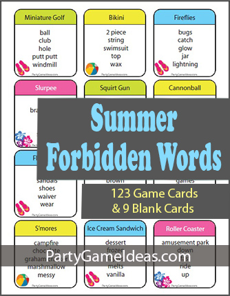 Summer Forbidden Words Printable Party Game