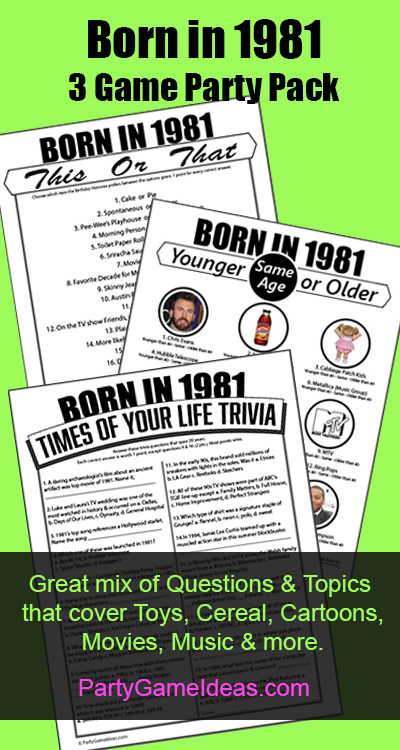 Born in 1981 Birthday Party Games 40th Birthday Party Ideas