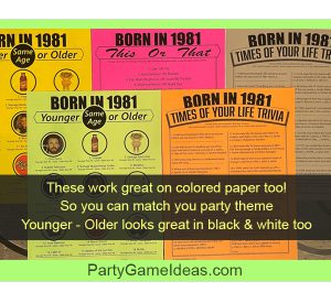 Printable Birthday Games - Print on White or Colored Paper