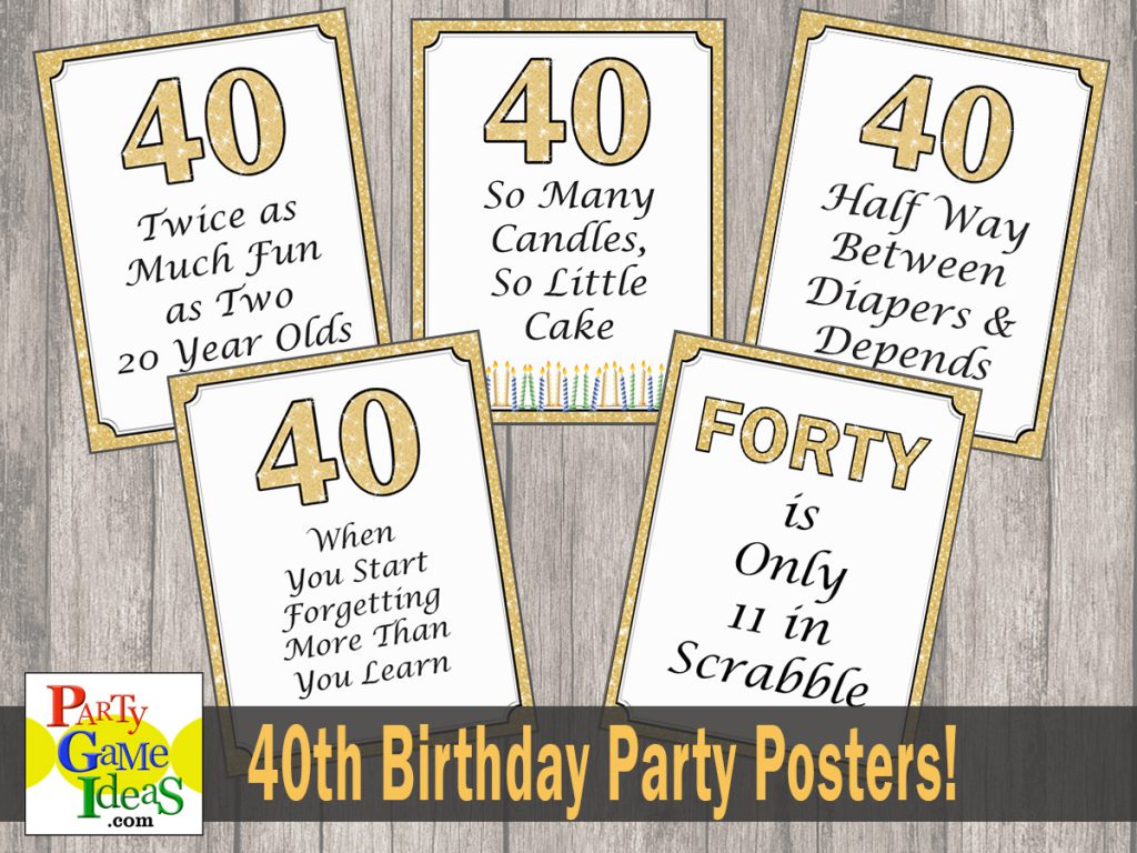 40th Birthday Party Posters Glitter Decorations 40 year Old Birthday Decorations Over the Hill