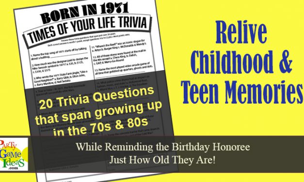 Born in 1971 Trivia Birthday Game