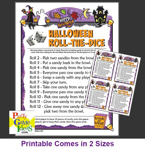 Roll the Dice Party Game for Halloween Candy Fun
