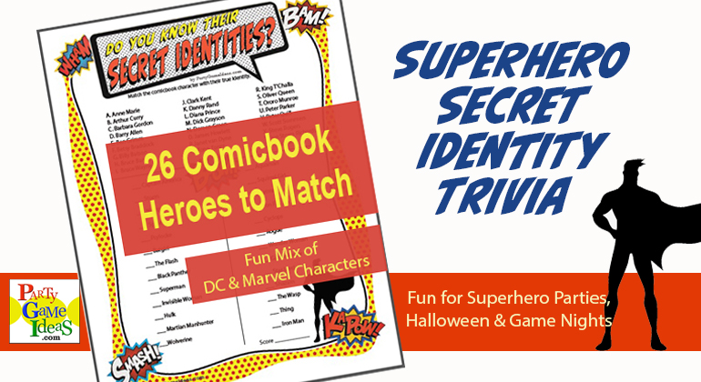 Comic Book Heroes Secret Identity Trivia Game