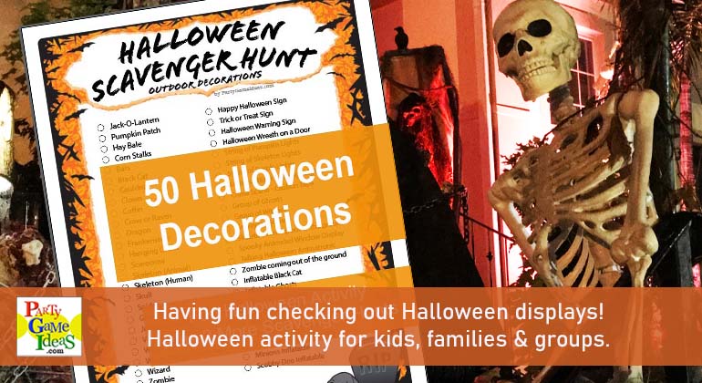 Halloween Decorations Scavenger Hunt List