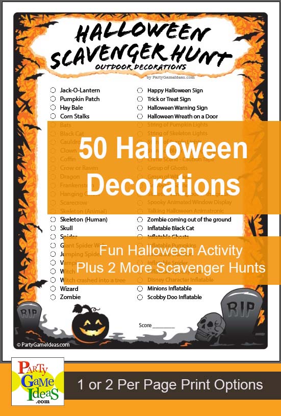 Halloween Scavenger Hunt Outdoor Decorations for Kids Families Neighborhoods
