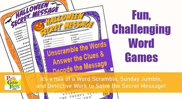 Halloween Secret Message Word Scramble Printable Games