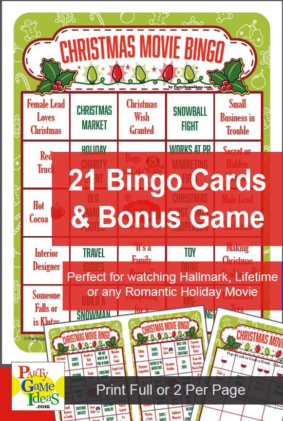 Printable Christmas Movie Bingo Cards for Hallmark Christmas Movie Watching Lifetime Holiday Movies