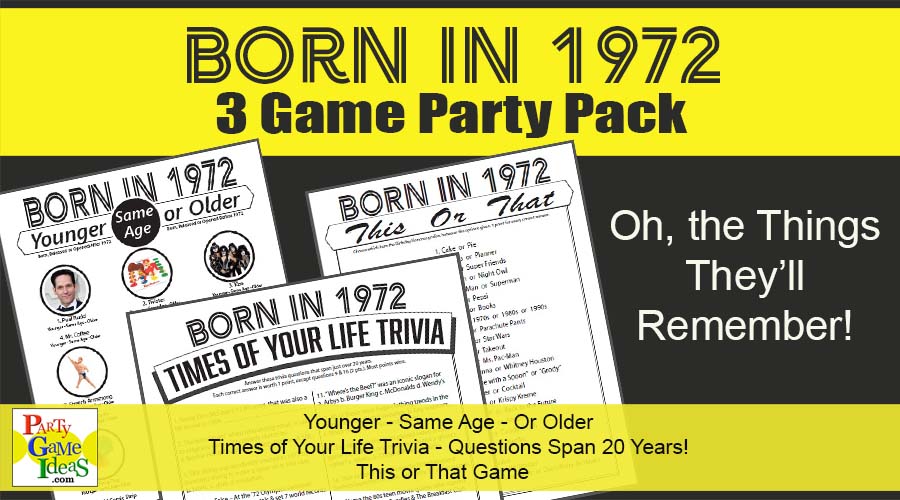 Birthday Party Games for Born in 1972 Celebrations
