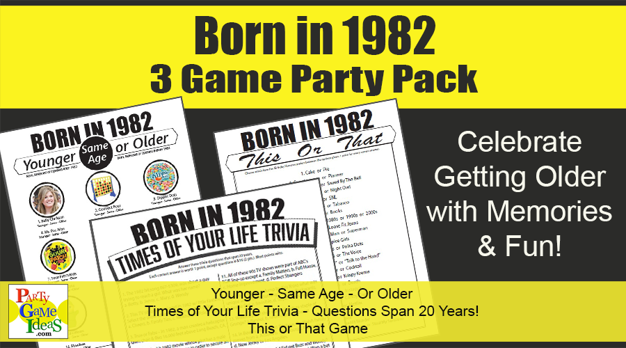 Born in 1982 Birthday Party Games Printable Trivia