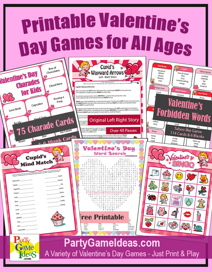Printable Valentines Day Party Games for Kids and Adults