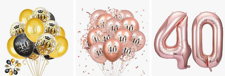 40th Birthday Balloons Confetti Men Women