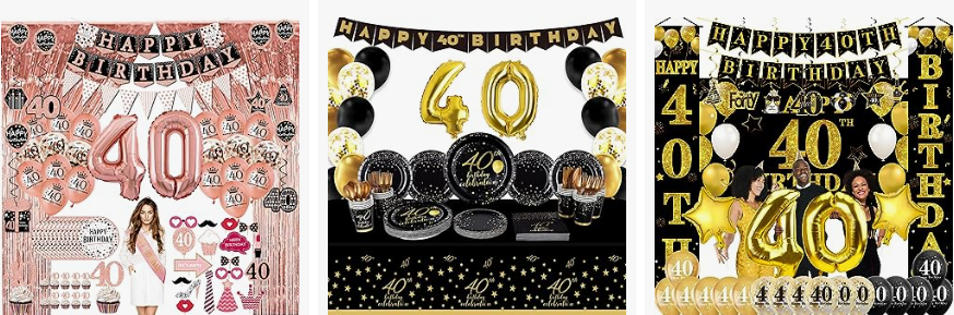 40th Birthday Decorations for Men and Women Balloons Banners Tableware