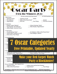 Free Oscars Pick the Winners Printable Game 2025
