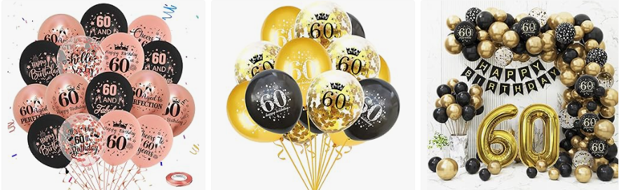 60th Birthday Balloons 60 Number Mylar Balloons