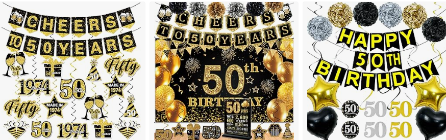 50th Party Decorations Banners Balloons Decor